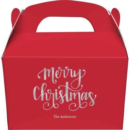 Hand Lettered Merry Christmas Gable Favor Boxes